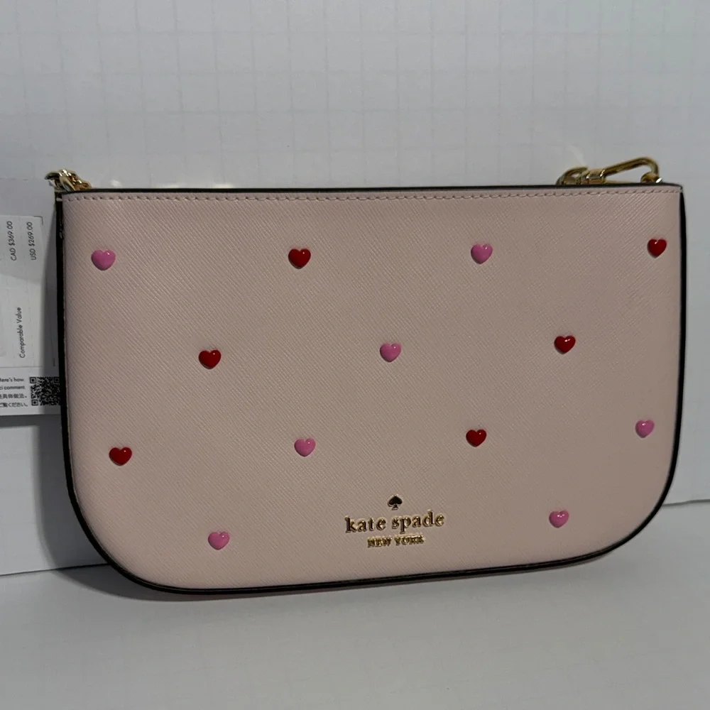 Kate Spade Madison Valentine Blush Pink and Red Heart Shoulder Bag - Picture 4 of 12